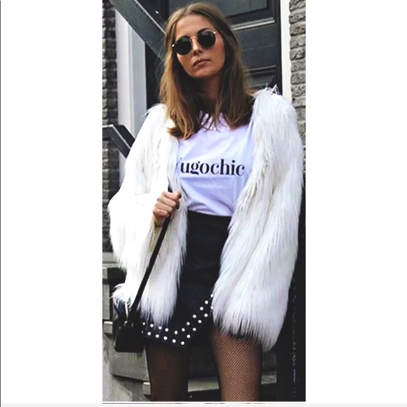 💋STUNNING💋FLUFFY WHITE FAUX FUR SHAGGY COAT - Picture 7 of 9